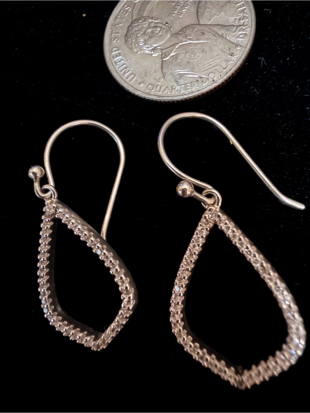 Silpada 925 Sterling Silver Rhinestone Teardrop Hook Earrings